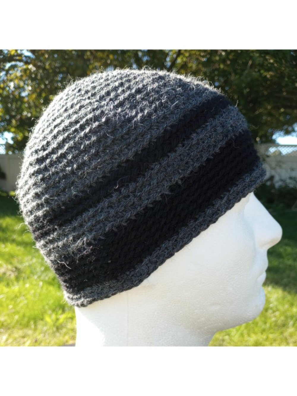 Men's Beanie Alpaca Hat Handmade Wool Cap Crochet Slouch Hiking Skiing Gray - Picture 4 of 12